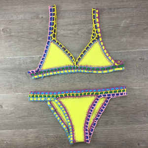 Ensemble bikini au crochet style européen et américain 2026, motif uni, maillot de bain tricoté patchwork avec logo à la taille, ensemble 2 pièces Aliexpress - Product Image 4