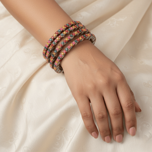 Floral Crystal Lac Bangle Stack Set of 5 Premium Crystal <b>Bracelets</b> & Bangles - Product Image 2