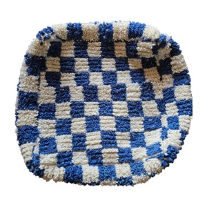 Puf Rectangular a Cuadros, Hecho a Mano por Artesanos, 100% Algodón, Estilo Bohemio, Multifuncional, Marroquí, Negro Crema, Decorativo - Product Image 2