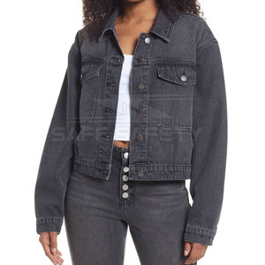 Femmes Respirant Toile Fini Poches Avant Jeans Veste Casual Plaine Manches Longues De Haute Qualité - Product Image 2