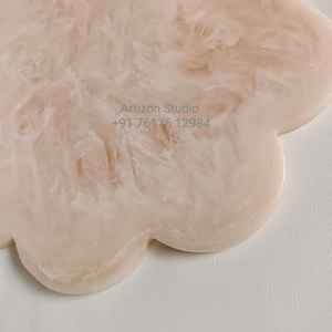 Handmade Resin Scallop Cheese Board 10 Inch Colorful <b>Tray</b> for Pasta Bread & Fruit with <b>Marble</b> Swirl Texture - Product Image 3