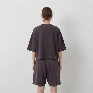 Heavyweight 100% Cotton Women's 2 Piece Set 180g Solid Above <b>Knee</b> Quick-drying Breathable Streetwear Regular Fit - Product Image 3