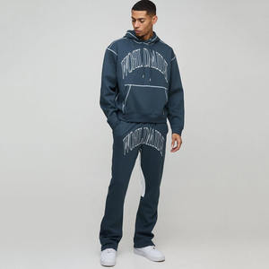 Sudadera con capucha de moda, pantalones de chándal, conjunto de Jogger, Pantalón cargo, chándal de gran tamaño en todo el mundo, chándal de refuerzo de punto de contraste para hombres y mujeres - Product Image 1