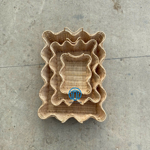 ชุดถาดหวายลายหยัก 3 ใบ รุ่นฮ็อต 2025 ถาดหวายธรรมชาติ สำหรับตกแต่ง ใส่ชา กาแฟ - Product Image 4