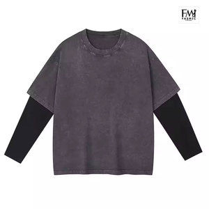 Productos de alta demanda Camisetas de dos capas con 100% camisetas de doble capa de algodón para hombres para personalizar su propio logotipo de marca - Product Image 4