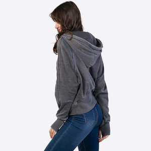 Venta al por mayor de sudaderas con capucha de las mujeres de lavado ácido desgastado al por mayor personalizado Sudadera con capucha en blanco de gran tamaño - Product Image 5