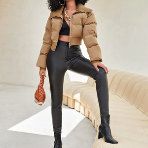 2025 nouveau décontracté solide poche zippée femmes doudoune à vendre plaine fermeture éclair Polyester Denim veste pour femmes col rabattu - Product Image 5