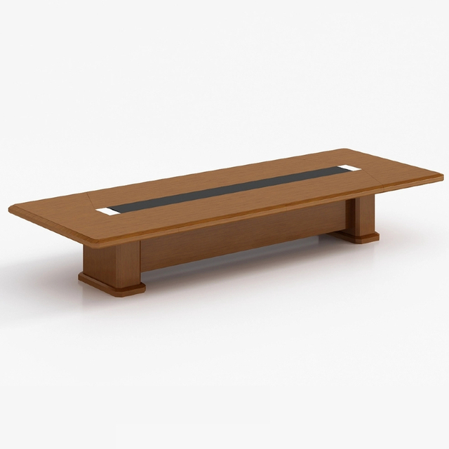 Modern 10 Person Wood Conference Table with Cable Management