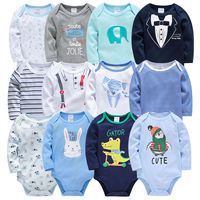 Set mit 3/6 Stück Niedlichen 100% Baumwoll-Strick-Bodys für Neugeborene Jungen 0-1 Jahr, Langarm mit Stilvollem Design