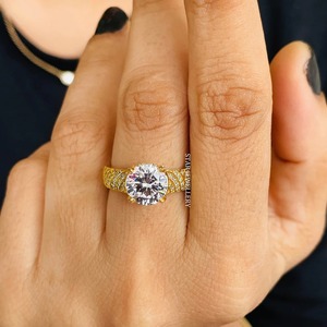 Bague de fiançailles en or massif 14K 2 Ct CVD IGI certifié diamant solitaire, bague en diamant solitaire de 2 Ct taille ronde cultivée en laboratoire - Product Image 1