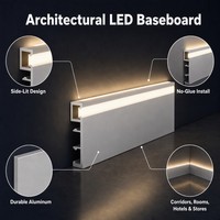 Plinthe LED en aluminium avec éclairage latéral, canal lumineux encastré pour plinthe, bande LED intégrée pour salon et chambre à coucher