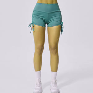 2025 Women High Waist Yoga Fitness Shorts Female Drawstring Pocket Hip Lifting <b>Tight</b> Elastic Running Sports Pants for Women - Product Image 2