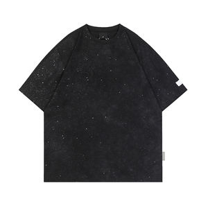 T-shirts d'été en coton strass col en O Street Wear Hip Hop T-shirt manches courtes Loose Men Casual Knitted Fashion T-shirts - Product Image 3