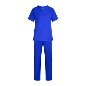 2025 Top con cuello en V y parte inferior de cintura elástica Cómodo conjunto de uniformes médicos de punto Ropa de trabajo de etiqueta privada para enfermeras y médicos - Product Image 4