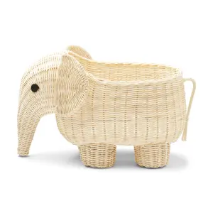 Cute item hand woven wicker natural rattan kids animal cartoon basket storage basket rattan elephant basket for kids
