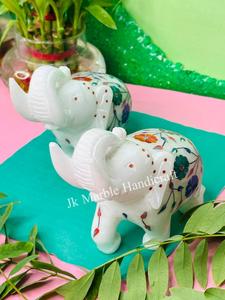 Elegant Handcrafted Elephant Showpiece Marbre Animal Style Home Decoration Force Love Luck Symboles Peint Stone - Product Image 2