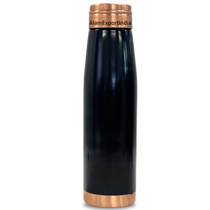 Botella de agua de tamaño personalizado a prueba de fugas 100% Precio Cobre puro Esmalte con acabado negro para uso en el hogar, boda u oficina - Product Image 6