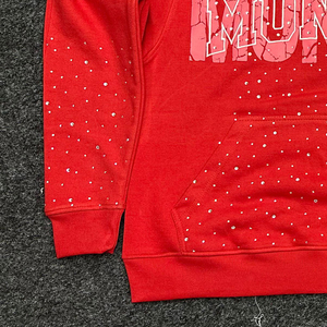 100% coton 400 GSM poids lourd à capuche blanc hommes pull à capuche Vintage hiver plein strass sweats à capuche - Product Image 3