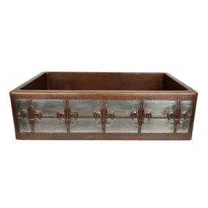 Fregadero de cobre de forma cuadrada Lavabo de diseñador hecho a mano de calidad superior Clásico Elegante martillado Fancy Pure Solid Copper Metal - Product Image 6