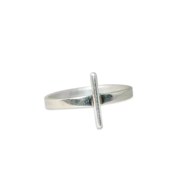 Anillo de barra minimalista genuino, anillo de moda de plata, regalo para ella, joyería cruzada, joyería al por mayor, anillo Popular de Plata de Ley 925