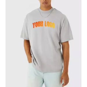 Wholesale Oversized 100% Cotton Hip Hop <b>Shirt</b> for <b>Men</b> High Neck Plain Loose Fit Breathable and Plus Size 100% <b>Grey</b> T-<b>Shirts</b> - Product Image 1