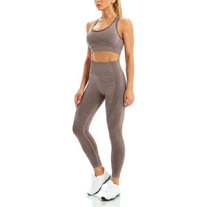 Último diseño personalizado mujer Fitness Legging conjuntos de cintura alta Yoga gimnasio al por mayor patrón sólido trajes de Yoga - Product Image 1
