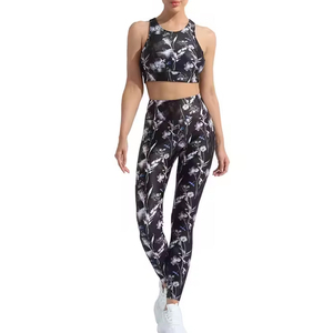 Ensemble de vêtements de yoga pour femmes marque privée vente en gros soutien-gorge et leggings de sport imprimés par sublimation pantalons élégants pour filles - Product Image 3