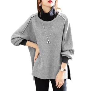 2025 Women's Autumn Winter Casual New Knitted Anti-Pilling Pullover Crewneck Contrast Color Loose Sweat <b>Long</b> Front Logo - Product Image 1