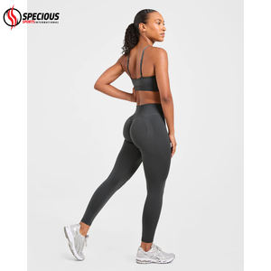Service OEM, meilleur prix, leggings de yoga pour femmes sur mesure, taille haute, spandex/polyester, extensible dans les quatre sens, respirant, logo sur la taille - Product Image 4