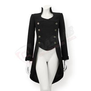<b>Women's</b> Gothic-Button Lace-Up Corsets-Tailcoat <b>Jackets</b> Turn-Down Collar Hooded Waterproof Faux <b>Fur</b> Linen Fashion Print Pocket - Product Image 4