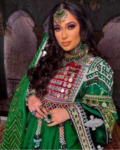 Vestido de Novia Afgano Kuchi Vintage con Decoraciones de Encaje, Cintura Natural, Decoraciones de Botones y Cremallera, Vestidos Afganos Lavables - Product Image 3