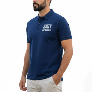 Vente en gros de chemises de golf à manches courtes en coton 100% tricoté solide, séchage rapide, haute qualité, logo brodé personnalisé, pour hommes, décontractées - Product Image 3