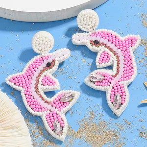 Boucles d'oreilles en perles de rocaille Summer Ocean Vacation Boucles d'oreilles tissées Sea Star Dolphin Scallop - Product Image 4