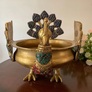 Latón Pavo Real URLI con piedra decorativa festiva decoración del hogar conjunto para boda fiesta decoración del hogar - Product Image 2