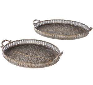 Bandeja de fruta de hierro de Metal con forma ovalada decorativa de lujo, bandejas de decoración nórdica de cobre en relieve antiguo para el hogar para boda - Product Image 1