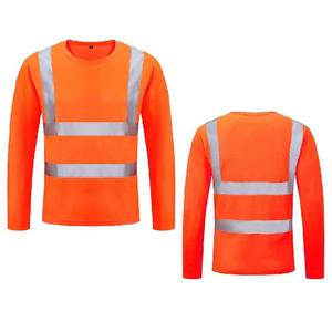 Camiseta informal de manga larga reflectante de alta calidad, camisa de seguridad vial de construcción de malla de algodón y poliéster personalizada - Product Image 1
