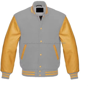 Blouson universitaire homme rouge et blanc style preppy, coupe droite, manches longues, chauffant, coupe-vent, hiver, en polyester et coton, simple boutonnage - Product Image 6
