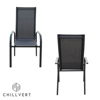 Chaise de Jardin Empilable en Aluminium Portofino avec Dossier Haut et Accoudoirs | Meubles de Jardin | Design Extérieur d'Espagne