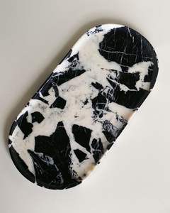 Gran bandeja redonda cuadrada de mármol antiguo, bandeja de mármol de lujo, bandeja de servicio elegante de diseño antiguo para decoración del hogar, plato de mármol - Product Image 5