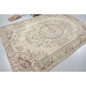 Alfombra turca Vintage de 5,4x8,4 pies, Beige, marrón, área grande, respaldo de látex de lana, Patchwork para adolescentes, pasillo rectangular de Tabriz - Product Image 2