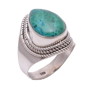 ที่มีคุณภาพสูงธรรมชาติแหวนสีเขียวขุ่นที่ทำด้วยมือเครื่องประดับปรับขายส่งจำนวนมาก925แหวนเงินสเตอร์ลิงผู้ผลิต - Product Image 1