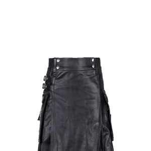 Dernier article Kilt écossais en cuir de vachette noir fait à la main Kilt utilitaire gothique pour Halloween Fournisseur et fabricant - Product Image 6