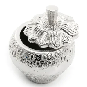 Premium Round Silver Dry Fruits Box Medium Size Metal Candy <b>Jar</b> Perfect for Restaurant Table Setup and Wholesale Use - Product Image 1