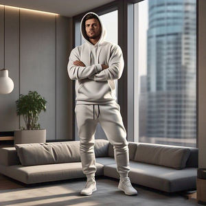 Chándal para hombre, Sudadera con capucha y pantalones de chándal, chándal deportivo para correr, chándal personalizado para hombre, chándal blanco de lana pesada para hombre - Product Image 2