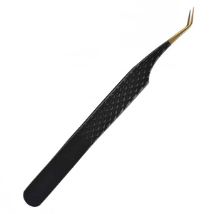 Diamond Grip Stainless Steel Eyelash Extension Tweezers Pointed Curved Precision Slanted <b>Silver</b> for <b>Eye</b> Extension High Quality - Product Image 1