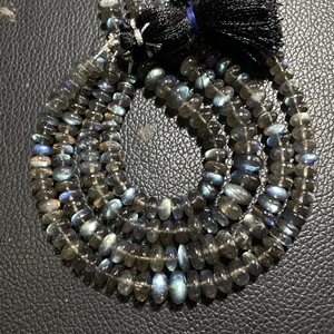 Cuentas de forma de Rondelle suave de labradorita de buena calidad, venta al por mayor, cuentas Flash multicolor de arcoíris negro - Product Image 1