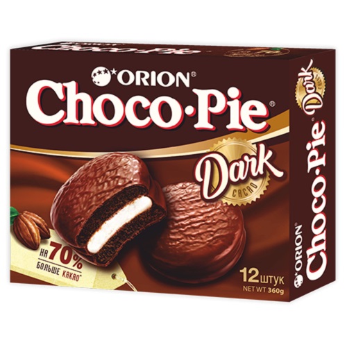 Orion Choco Pie Snack - Chocolate Marshmallow Cream Pies (12 Pack, 1.23 Oz Each)