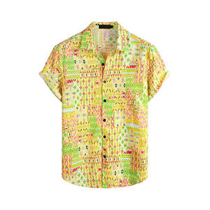 เสื้อวันหยุดผู้ชายแขนสั้นปุ่มลงเสื้อฮาวายลําลองสําหรับผู้ชายเสื้อวันหยุดชายหาดฤดูร้อน - Product Image 1