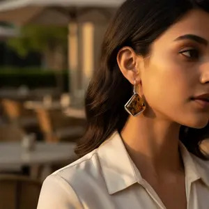 Pendientes Colgantes de Plata 925 con Amatista Natural, Jade, Perla y Baño de Oro, Estilo Lindo para Joyería de Fiesta para Mujer - Product Image 2