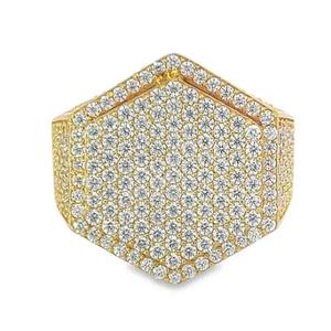 Hip Hop VVS Moissanite Round Diamond <b>Ring</b> for <b>Men</b> White Gold Plated 925 Sterling <b>Silver</b> - Product Image 3